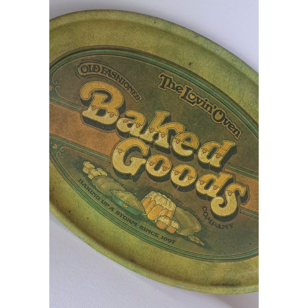 Vintage 1979 Pentron Industries Tray The Lovin' Oven Metal Oval 16"L Baked Goods